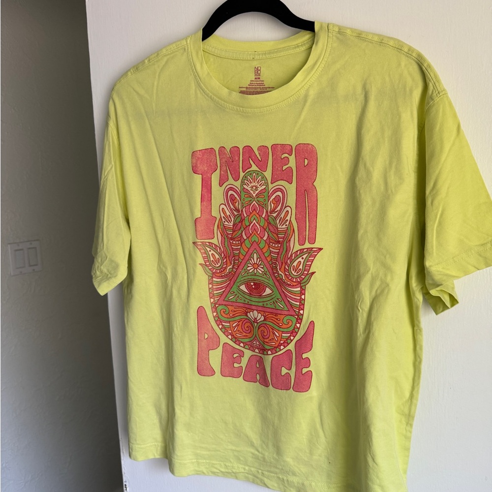 NOBO Lime Tee with Pink Inner Peace Graphic